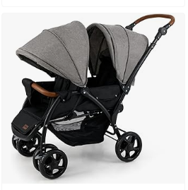 INFANS Baby Stroller & Walker, Tricycle & Bike, Kids Ride on Car - INFANS Double Stroller, Foldable Baby Tandem Stroller with Adjustable Backrest Canopy