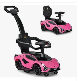INFANS Baby Stroller & Walker, Tricycle & Bike, Kids Ride on Car - INFANS 3 in 1 Ride on Push Car, Licensed Lamborghini Baby Stroller Sliding Walking Car with Parent Control Handle, Music