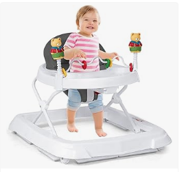 INFANS Baby Stroller & Walker, Tricycle & Bike, Kids Ride on Car - INFANS Foldable Baby Walker, Toddler Activity Walker Helper with Adjustable Height, Safety