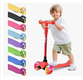 Hurtle - Hurtle Bike & Trike and Kids Scooter - Hurtle Mini Kickboard Scooter for Kids - Height Adjustable 25''-28'', Lightweight 3-Wheels with LED Light-up, Anti slip