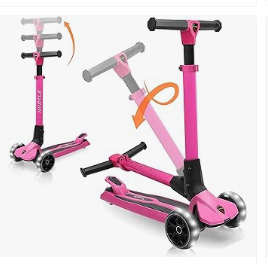 Hurtle - Hurtle Bike & Trike and Kids Scooter - Hurtle 3 Wheeled Scooter for Kids - Foldable Stand Child Toddlers Toy Kick Scooters w/ Built-in LED Wheel Lights, Anti-Slip