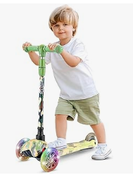 Hurtle - Hurtle Bike & Trike and Kids Scooter - Hurtle Mini Kickboard Scooter for Kids - Height Adjustable 25''-28'', Lightweight 3-Wheel with LED Light-up Wheels, Anti slip