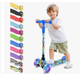 Hurtle - Hurtle Bike & Trike and Kids Scooter - Hurtle Mini Kickboard Scooter for Kids - Height Adjustable 25''-28'', Lightweight 3-Wheel with LED Light-up Wheels, Anti