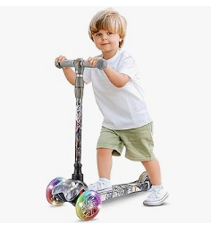 Hurtle - Hurtle Bike & Trike and Kids Scooter - Hurtle Mini Kickboard Scooter for Kids - Height Adjustable 25''-28'', Lightweight 3-Wheel w/LED Light-up Wheels, Anti slip