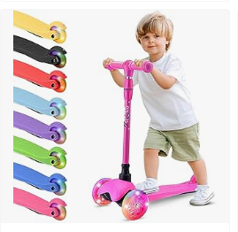 Hurtle - Hurtle Bike & Trike and Kids Scooter - Hurtle Mini Kickboard Scooter for Kids – Height Adjustable 25-28 Inches, 3-Wheel Toddler Micro Scooter with LED Light-up Wheels