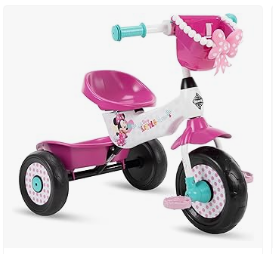 Minnie Mouse Bike & Trike, and Toys - Huffy Disney Minnie Mouse Girl's Trike, Ideal for Ages 3+, Minnie Mouse Graphics, Pink Handlebar Bow Basket, Storage Bins
