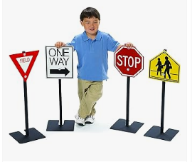 Children's Factory Bike & Trike, Helmet, Scooter & Toys - Children’s Factory Traffic Signs Set of 4, Outdoor Play Equipment for Daycare, Preschool, Playground, Kids Playhouse