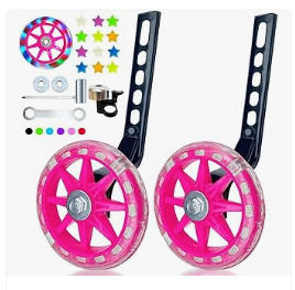 Baby Bike Accessories for Kids - DDJKCZ Training Wheels for Kids Bicycle, Flash Mute Big Wheel Compatible for 12 14 16 18 20 inch Single Speed Bike