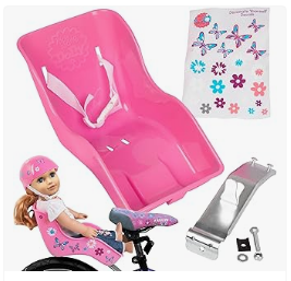 Baby Bike Accessories for Kids - The Original Doll Bicycle Seat (Pink)- Bike Attachment Accessory for All 18"-22" Dolls & Stuffed Animals- Decorate