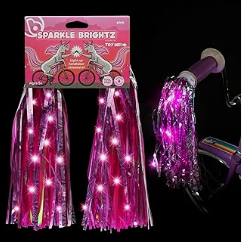 Baby Bike Accessories for Kids - Bright z Sparkle Bright z LED Light Up Bike Streamers, 2-Pack - LED Light Up Tassels for Bikes & Scooters - Add Glimmer & Shine
