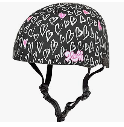 Kids Bike Helmet - Krash! Sketchy Hearts Black 8+ Helmet, Youth Girls