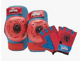Kids Cycling Protective Gear - Bell 3D Spiderman Pad & Glove Set