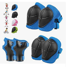 Kids Cycling Protective Gear - 6 PCS Kids Protective Gear Set, Knee Pads for Kids 3-10 Years Old, Toddler Elbow Pads, Wrist Guards, Skating Cycling Bike