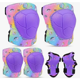 Kids Cycling Protective Gear - FIODAY Knee Pads for Kids Protective Gear Set Adjustable Kids Knee Pads and Elbow Pads with Wrist Guard for Girls Roller