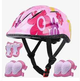 Kids Cycling Protective Gear - Kids Helmet Adjustable with Sports Protective Gear Set Knee Elbow Wrist Pads for Toddler Ages 3 to 8 Years Old Boys Girls