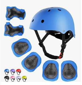 Kids Cycling Protective Gear - WayEee Kids Bike Helmet Set Skateboard Knee Pads, Helmet Pad Set Protective Gear Set Adjustable for Girls Kids 3-10