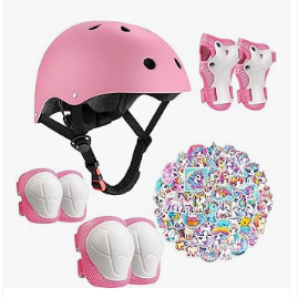 Kids Cycling Protective Gear - Kids Bike Helmet with Knee Elbow Wrist Pads Guards, Pink, for Ages 2-3-5-8-14,Sports Bicycle, Skateboard