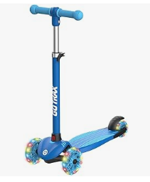 Best Scooter for Kids - Gotrax KS1 Kids Kick Scooter, LED Lighted Wheels and 3 Adjustable Height Handlebars, Lean-to-Steer & Widen Anti-Slip Deck, 3 Wheels