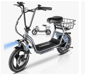 Best Scooter for Kids - Caroma Peak 1200W Foldable Electric Scooter with Seat, 14" Fat Tire Adult Scooter, 500Wh Battery up to 30 Miles