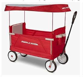 Best Wagons for Kids - Radio Flyer 3 in 1 EZ Fold Stroller Wagon with Canopy and Adjustable Handle, Red