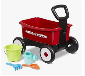 Best Wagons for Kids - Radio Flyer My 1st Wagon with Beach and Garden Tools, 2-in-1 Wagon, Ages 1-4, Red