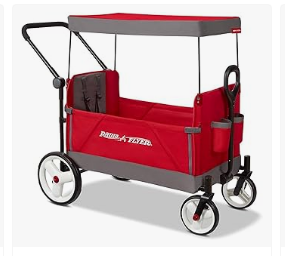 Best Wagons for Kids - Radio Flyer Stroller Wagon with 5-Point Harnesses, Rear Brake, and Push Pull Handle, Red