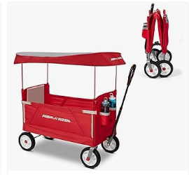 Best Wagons for Kids - Radio Flyer 3-in-1 EZ Fold Wagon; Red Folding Wagon with Canopy & All Terrain Wheels; Collapsible Wagon for Kids, Cargo, & Garden
