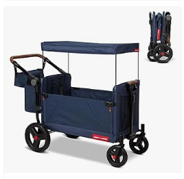 Best Wagons for Kids - Radio Flyer Atlas Stroll N Wagon, Folding Wagon for 1+ Years - Blue
