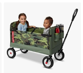 Best Wagons for Kids - Radio Flyer 3-in-1 Camo Folding Wagon for Kids, Garden, & Cargo, Green Collapsible Wagon