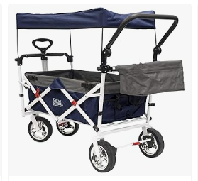 Best Wagons for Kids - Creative Outdoor Push Pull Stroller Wagon for Kids, 150lbs Weight Capacity, All-Terrain Collapsible Folding Cart with canopy