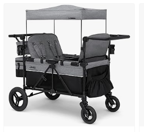 Best Wagons for Kids - Jeep Wrangler Deluxe 4 Seater Stroller Wagon by Delta Children - Premium Quad Stroller Wagon