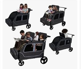 Best Wagons for Kids - 4 Seater Wagon Stroller, Wagon for 2 3 Big Kids Toddlers Child Travel All Terrain Quad Triple