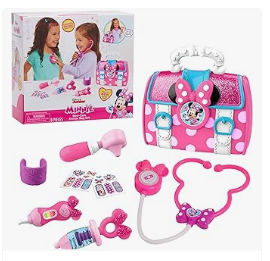 Disney Minnie Mouse - Disney Junior Minnie Mouse Bow-Care 8-piece Doctor Kit for Toddlers Ages 3-5 Lights and Sounds Stethescope