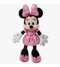 Disney Minnie Mouse - Disney Store Official Minnie Mouse Pink Dress Medium Soft Toy for Kids, Cuddly Character with Fuzzy Texture and Embroidered Details