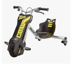 Razor Bike - Razor Power Rider 360 9 MPH Drifting Trike Ride-On Electric Powered Tricycle, Black, Yellow