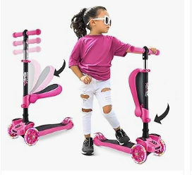 Hurtle 3-wheeled Scooter for Kids, LED light and Adjustable Handlebar