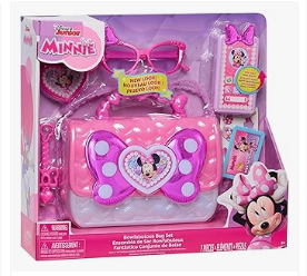 Disney Junior Minnie Mouse Bowfabulous Bag Set, 7-Piece Dress Up and Pretend Play Toy Purse