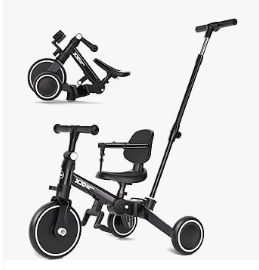 Toddler Bike, 6 in 1 Folding Toddler Tricycle for 1-4 Year Old with Push Handle, Balance Bike with Removable Pedal