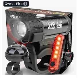 BLITZU Bike Lights, Bike Reflectors Front and Back. LED Rechargeable Headlight Rear Taillight & Bell Set Bicycle