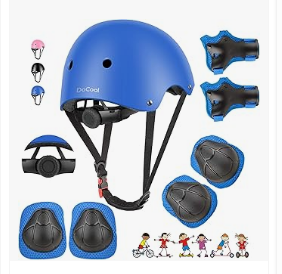 DaCool Kids Bike Helmet Set Skateboard Knee Pads - Kids Helmet Elbow Pads Wrist Guards Adjustable for 3~10yrs Girl and Boy