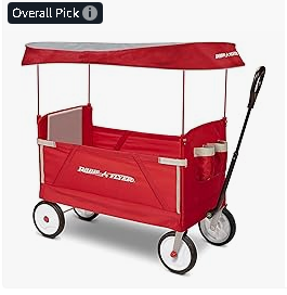 Radio Flyer 3 in 1 EZ Fold Stroller Wagon with Canopy and Adjustable Handle